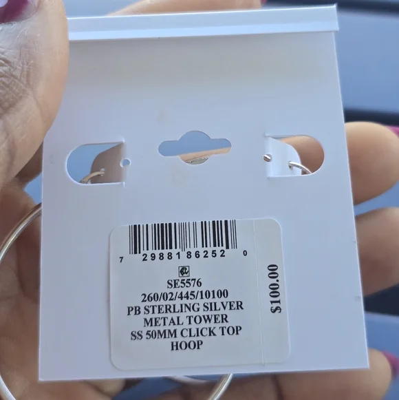 $100 Giani Bernini Sterling Silver Hoop Earrings Women New 50MM - Picture 5 of 8